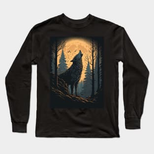 Werewolf Howling in front of the moon Long Sleeve T-Shirt